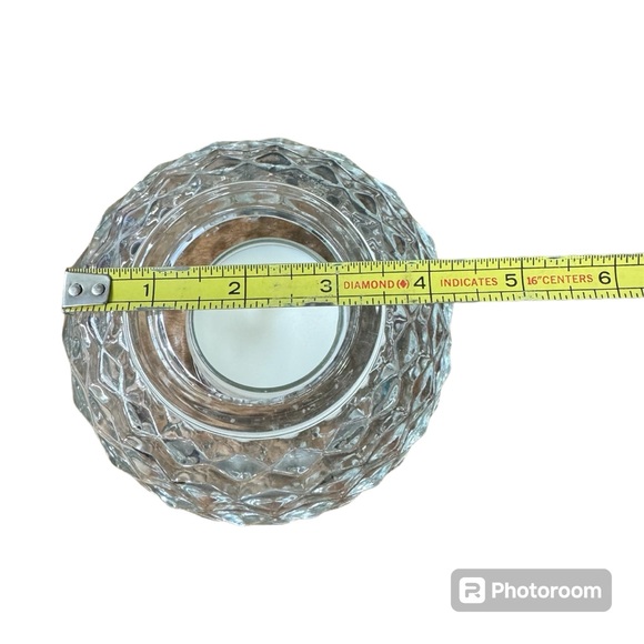 Vintage Clear Glass Cubist Round Fairy Lamp Tealight Votive
Candleholder - Picture 5 of 5